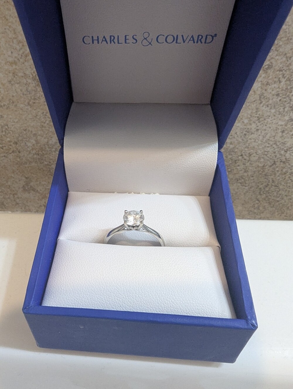Classic Solitaire Moissanite 14k White Gold Engagement Ring